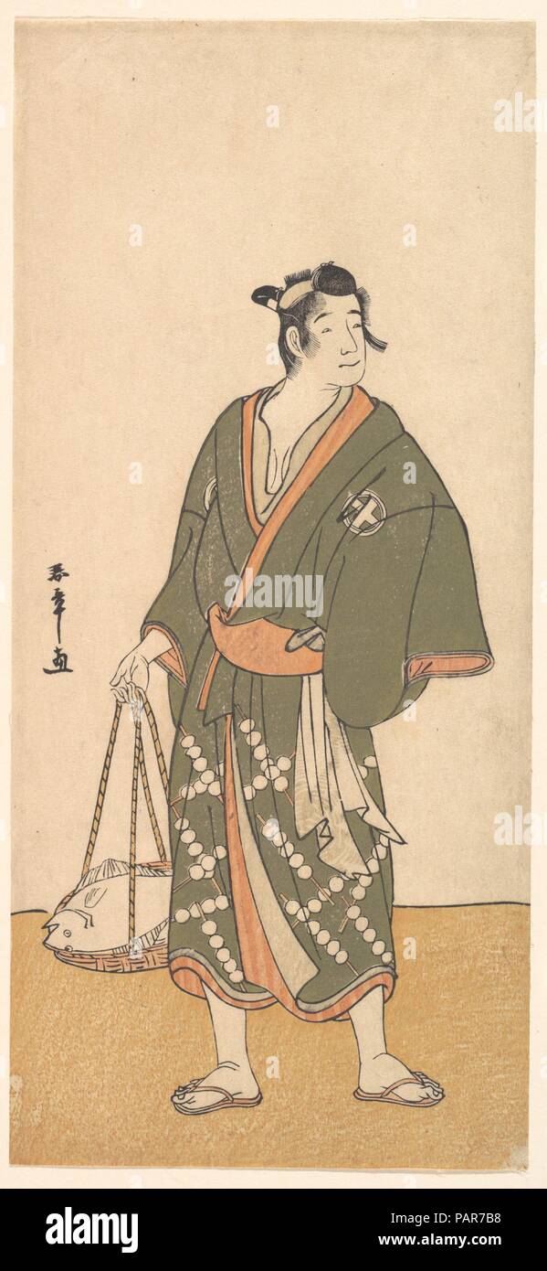 L'attore Otani Hiroemon III come un pesce Peddler. Artista: Katsukawa Shunsho (giapponese, 1726-1792). Cultura: il Giappone. Dimensioni: 12 1/2 x 5 3/4 in. (31,8 x 14,6 cm). Data: 1726-1792. Museo: Metropolitan Museum of Art di New York, Stati Uniti d'America. Foto Stock