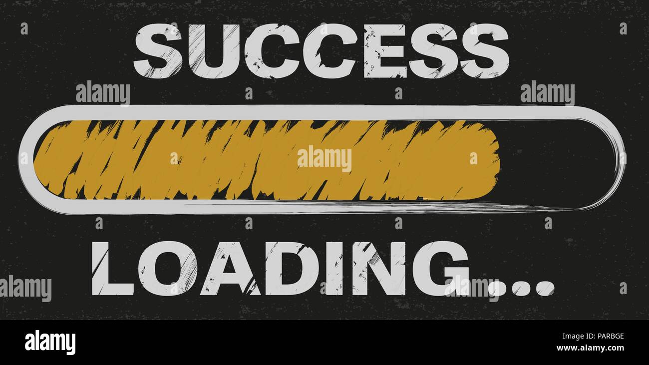 Barra di stato con le parole di caricamento di successo sulla lavagna illustrazione vettoriale Illustrazione Vettoriale