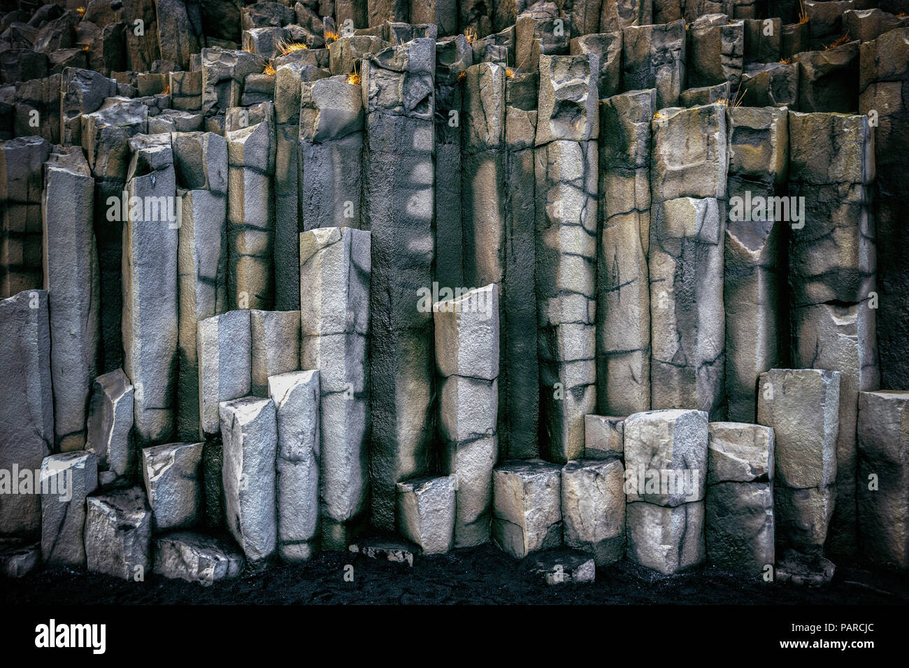 Colonne di basalto vicino a VIK, Islanda. Foto Stock