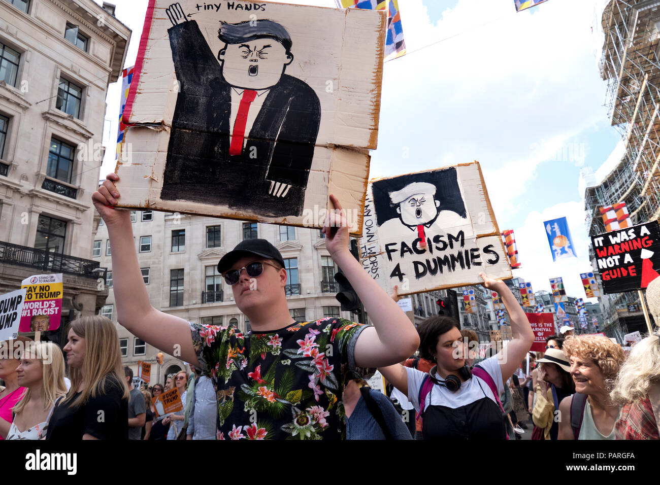 Anti Trump marzo Londra centrale 13 Luglio 2018 Foto Stock