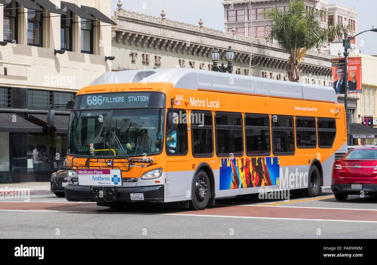 Autobus a Pasadena, California, American Buses, USA Foto Stock