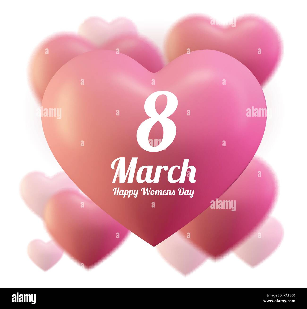 8 Marzo Giornata della donna biglietto di auguri Modello . Rosa di ballon cuore , amore . Illustrazione Vettoriale di cuori Illustrazione Vettoriale