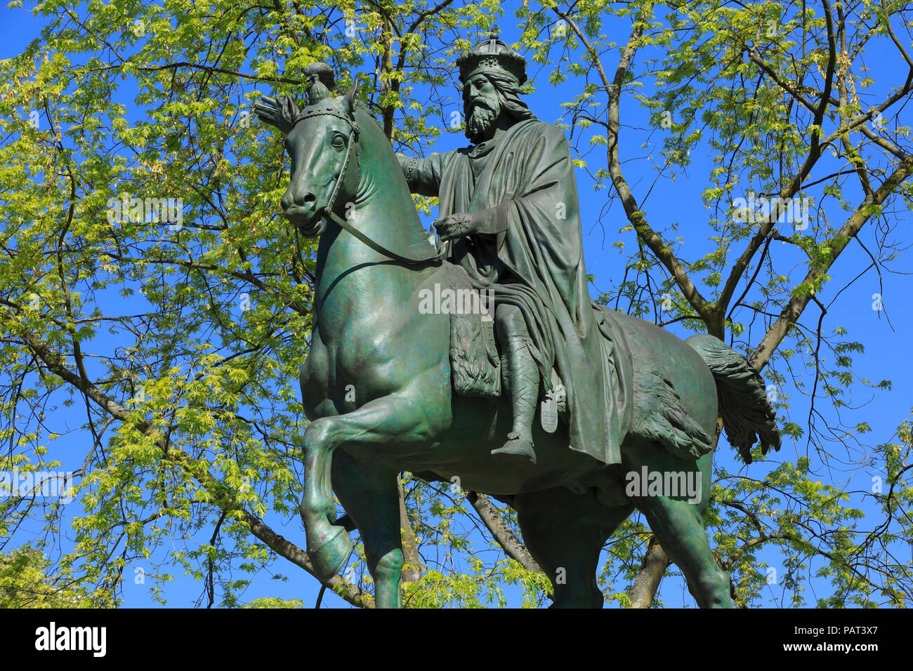 Monumento al Sacro Romano Imperatore Carlo Magno (742-814) di Liegi, in Belgio Foto Stock