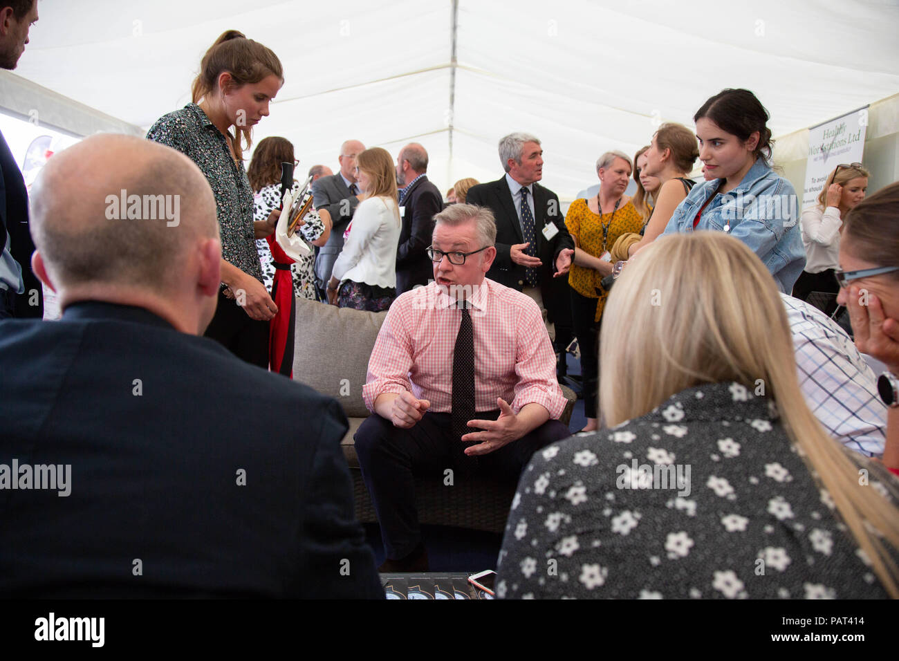 2018 Royal Welsh Show,Builth Wells,Galles. L'Rt Hon Michael Gove MP il Segretario di Stato per l'ambiente, l'alimentazione e gli affari rurali Foto Stock