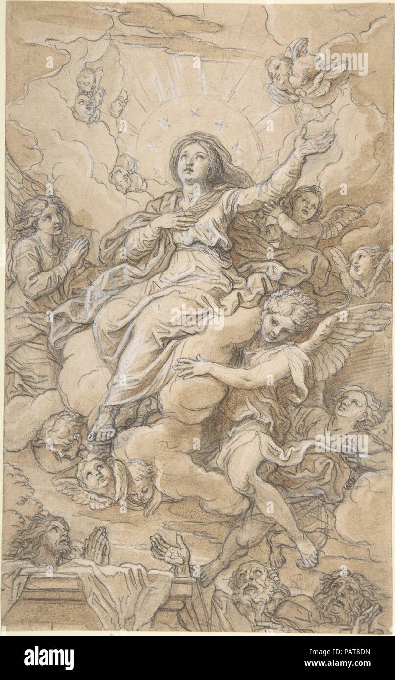 L'Assunzione della Vergine. Artista: Michel CORNEILLE il Giovane (francese, Parigi Parigi 1642-1708). Dimensioni: 12 3/8 x 7 11/16 in. (31,4 x 19,5 cm). Museo: Metropolitan Museum of Art di New York, Stati Uniti d'America. Foto Stock