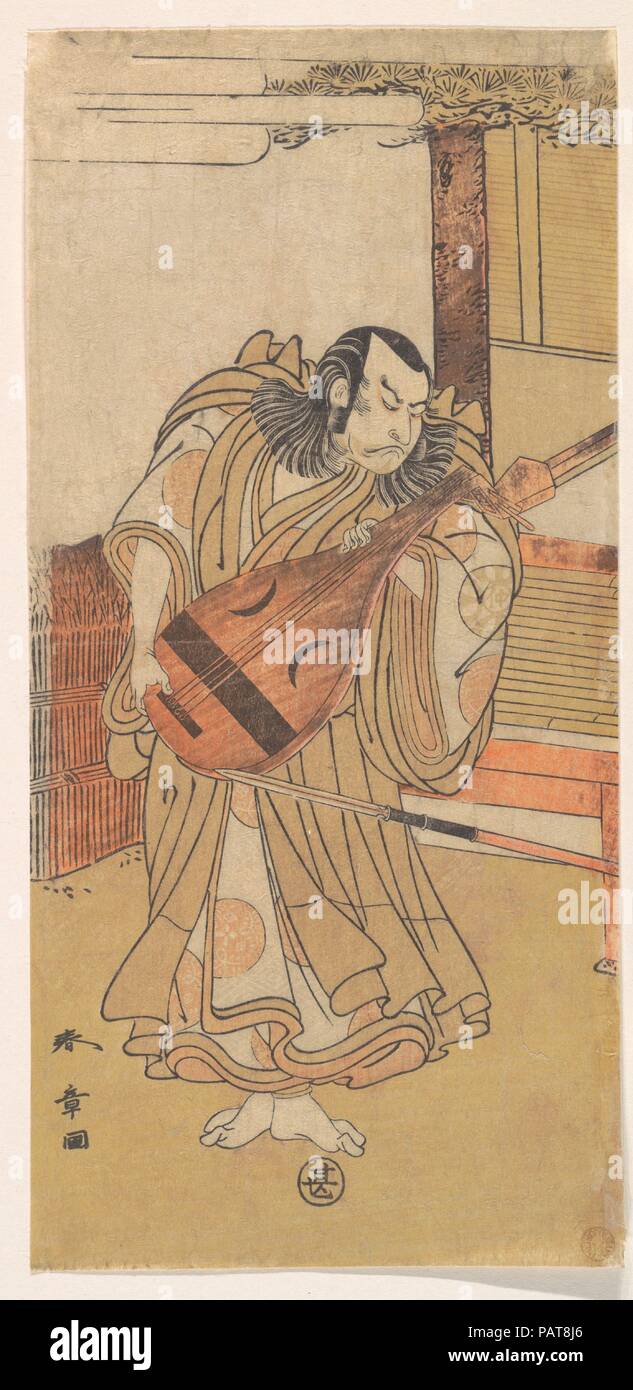 Il primo Nakamura Nakazo come un inerme uomo in piedi vicino al Engawa. Artista: Katsukawa Shunsho (giapponese, 1726-1792). Cultura: il Giappone. Dimensioni: 11 7/8 x 5 5/8 in. (30,2 x 14,3 cm). Data: ca. 1775. Museo: Metropolitan Museum of Art di New York, Stati Uniti d'America. Foto Stock
