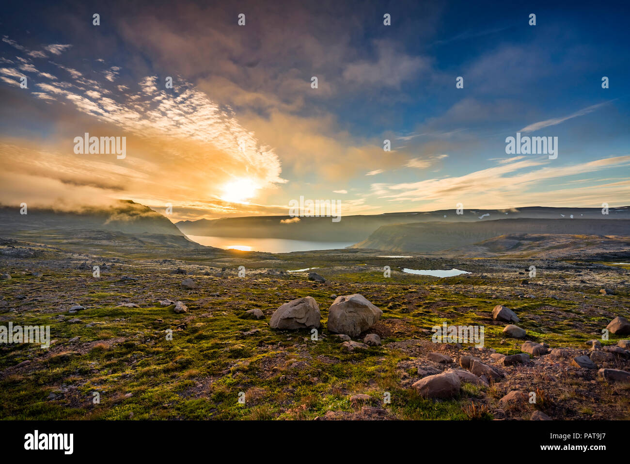 Paesaggio, Area Dynjandi, West fiordi, Islanda Foto Stock