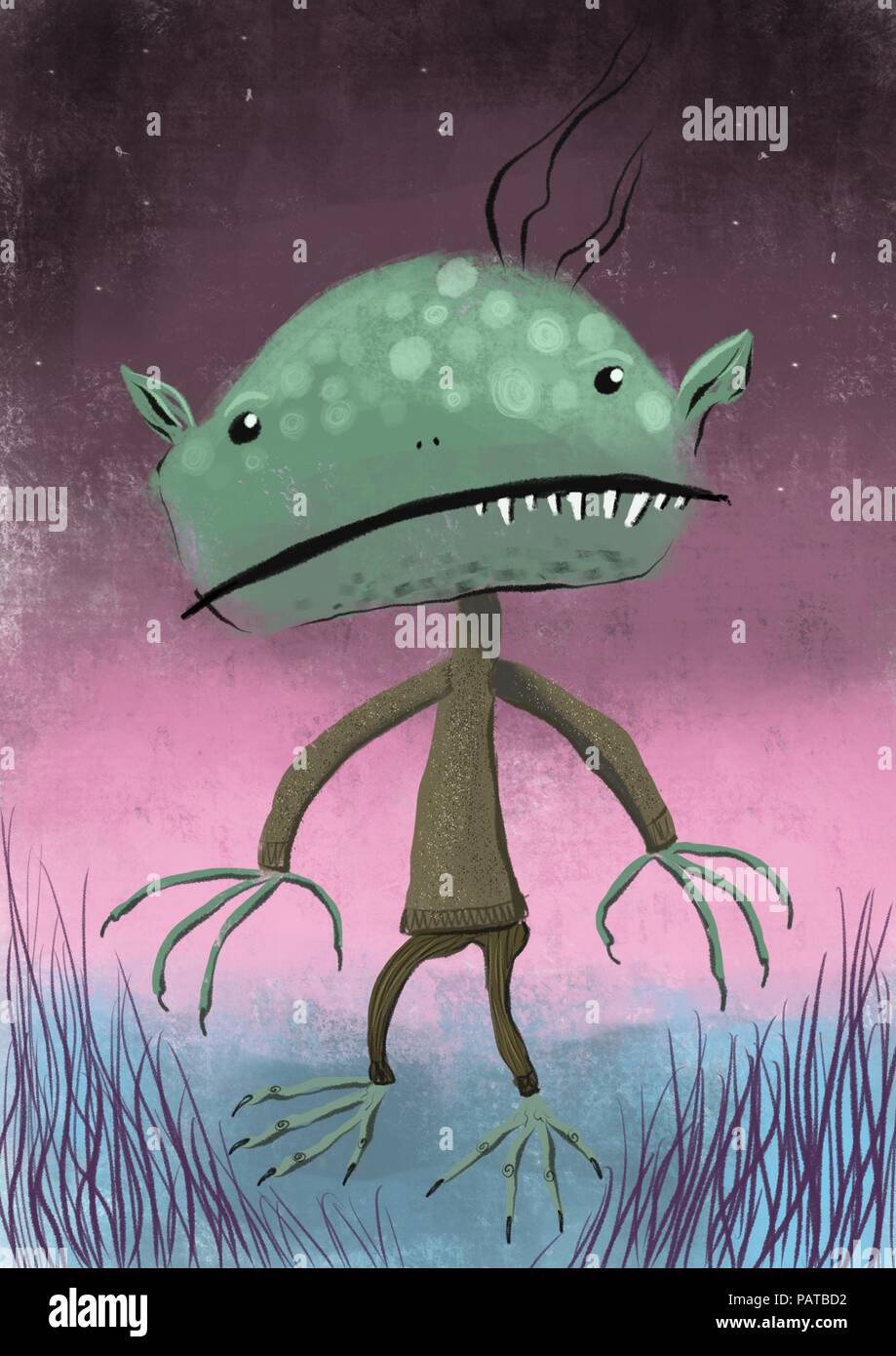 Un simpatico goblin illustrazione Foto Stock