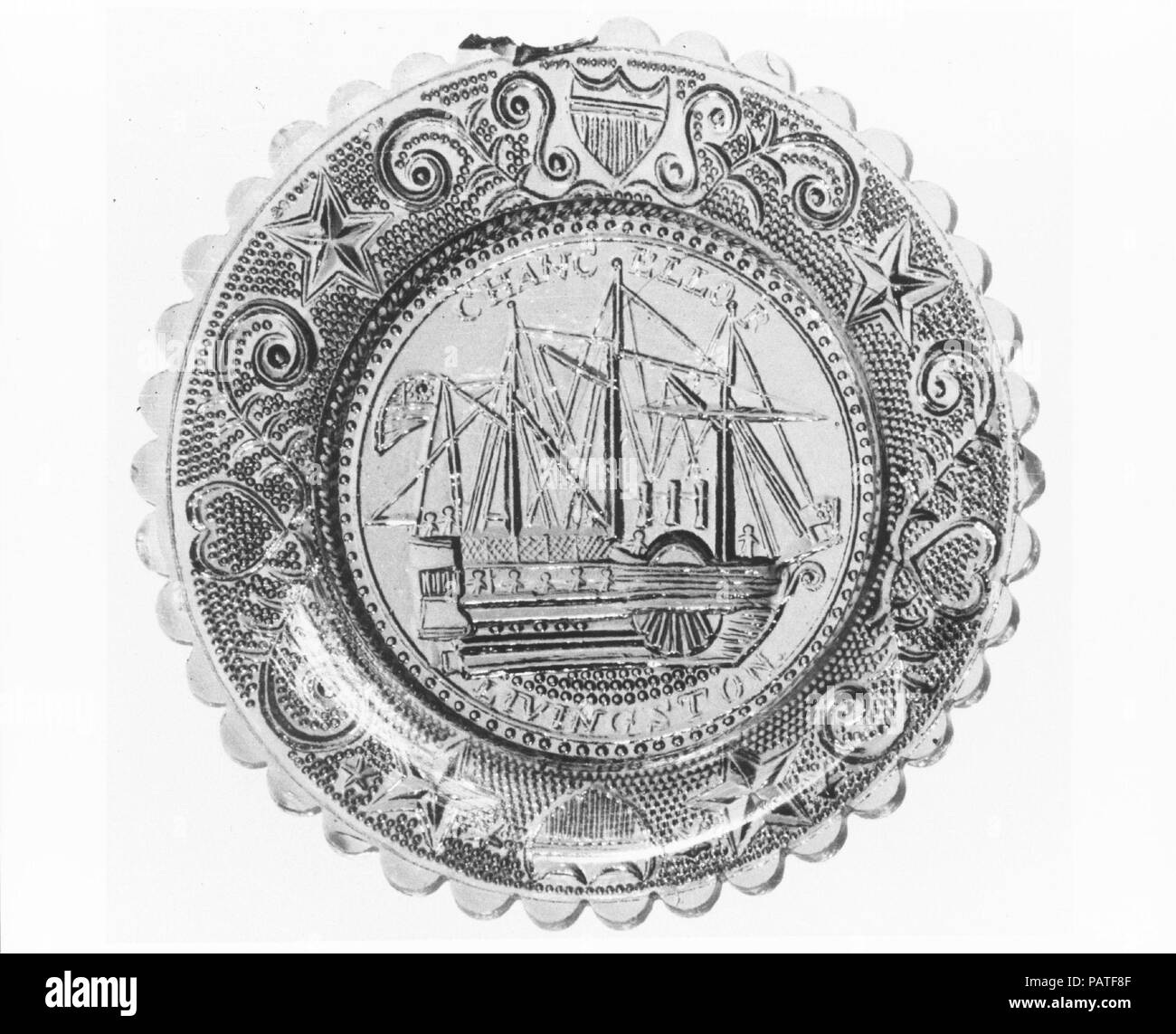 Cup Plate. Cultura: American. Dimensioni: le dimensioni non disponibile. Autore: Boston & Sandwich Glass Company (American, 1825-1888, Sandwich, Massachusetts). Data: ca. 1835. Museo: Metropolitan Museum of Art di New York, Stati Uniti d'America. Foto Stock