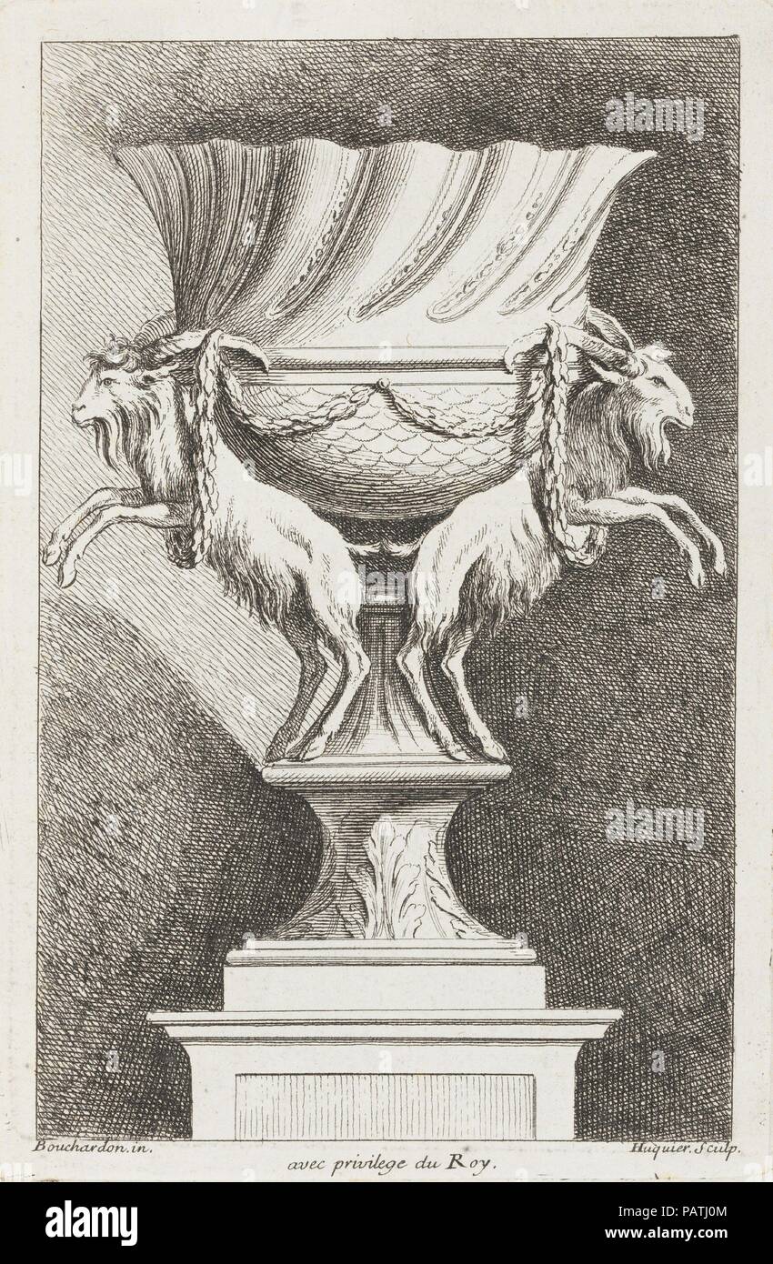 Primo Libro di vasi. Progettista: progettato da Edme Bouchardon (francese, Chaumont 1698-1762 Paris). Dimensioni: 13 3/16 x 10 13/16 x 1/4 in. (33,5 x 27,4 x 0,6 cm). Incisore: incisi da Gabriel Huquier (francese, Orléans 1695-1772 Paris). Pubblicato in: Parigi. Editore: pubblicato da Chez Huquier (francese del XVIII secolo) , Parigi. Data: [1737]. Museo: Metropolitan Museum of Art di New York, Stati Uniti d'America. Foto Stock