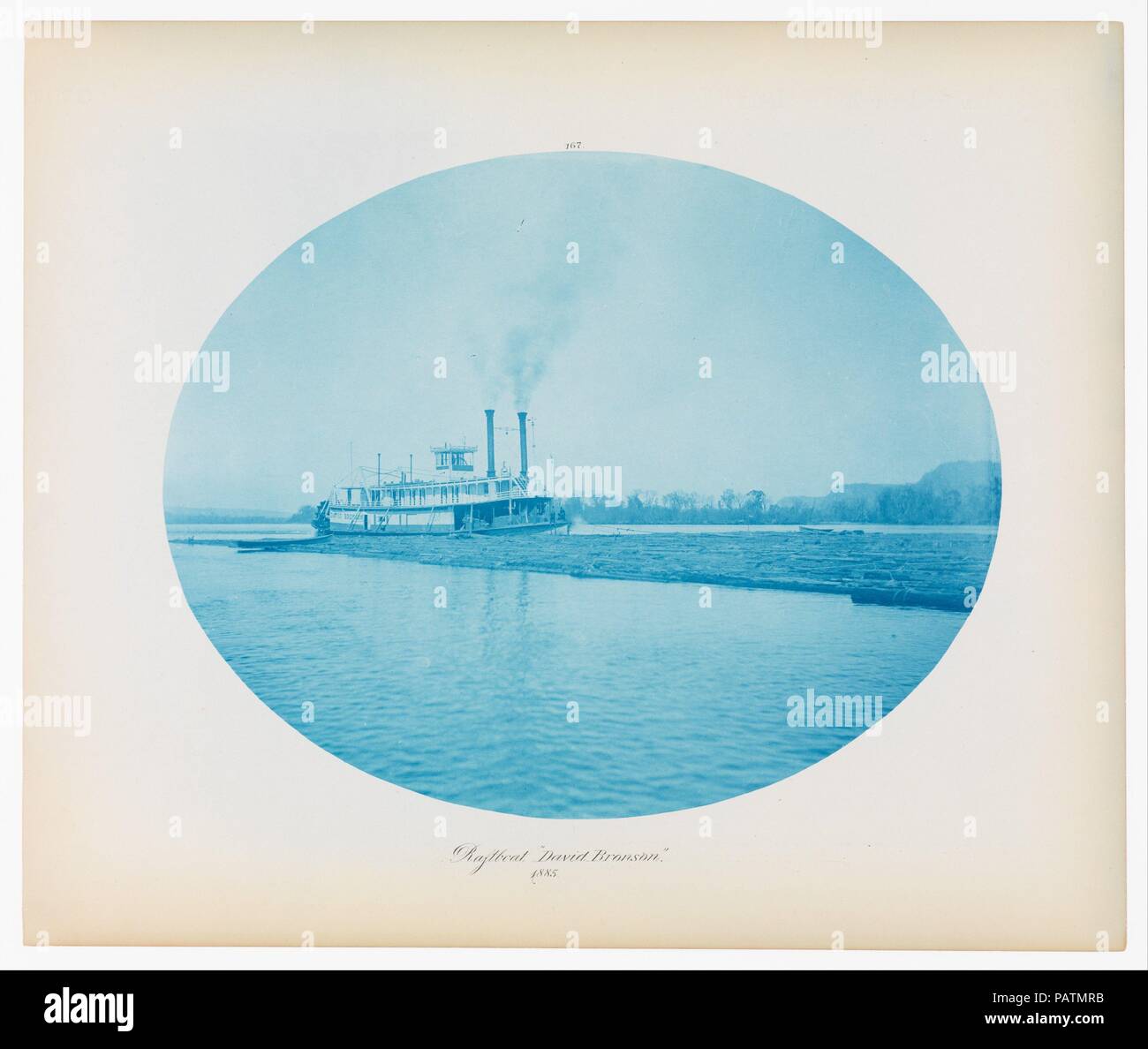 No. 167. Raftboat 'David Bronson'. Artista: Henry P. Bosse (American, nato in Germania, 1844-1893). Dimensioni: foglio: 14 1/2 × 17 3/16 in. (36,8 × 43,7 cm). Data: 1885. Museo: Metropolitan Museum of Art di New York, Stati Uniti d'America. Foto Stock