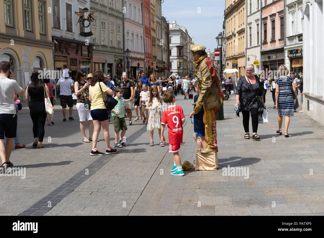 Gli artisti di strada, Cracovia, in Polonia, in Europa. Foto Stock