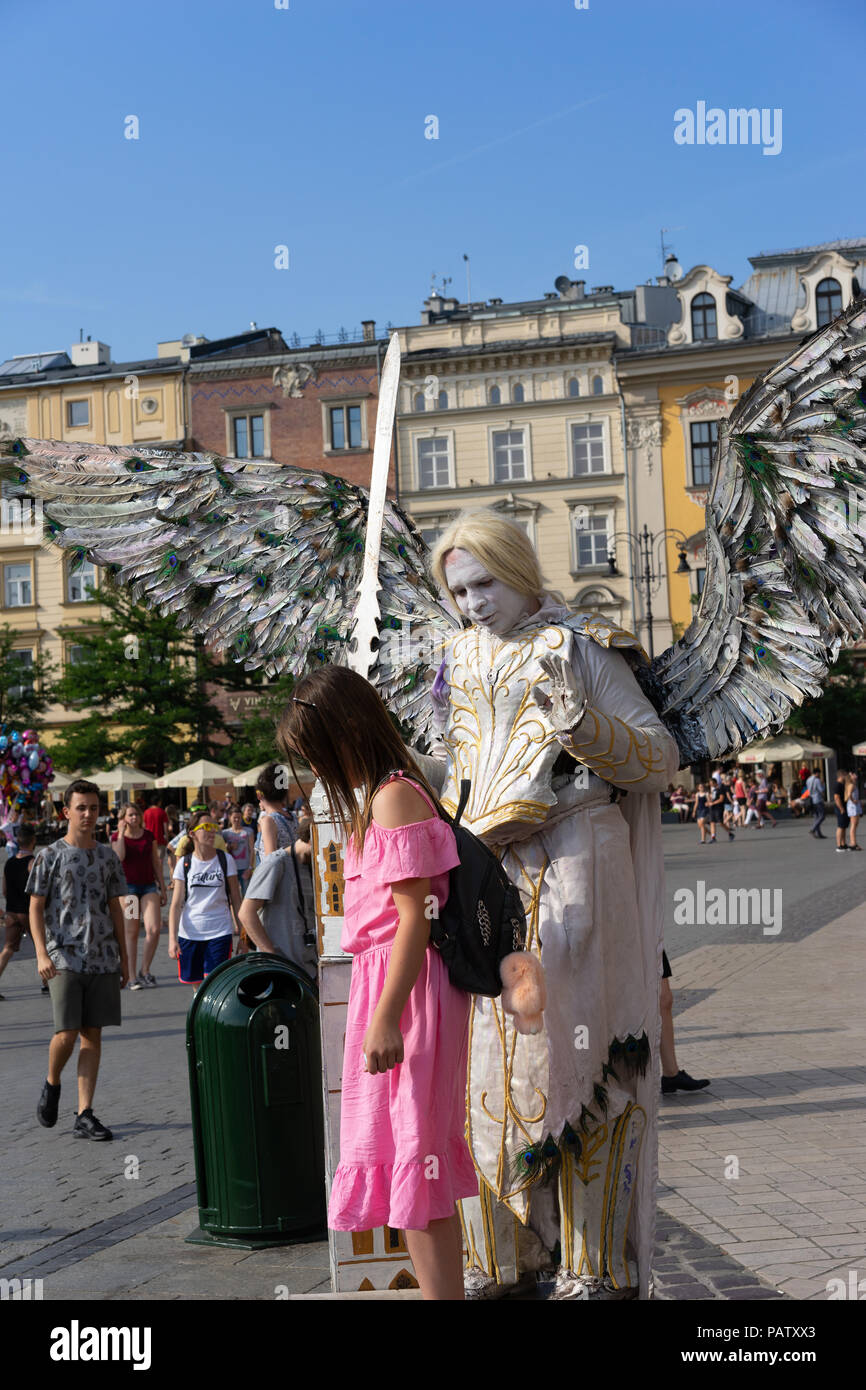 Gli artisti di strada, Cracovia, in Polonia, in Europa. Foto Stock