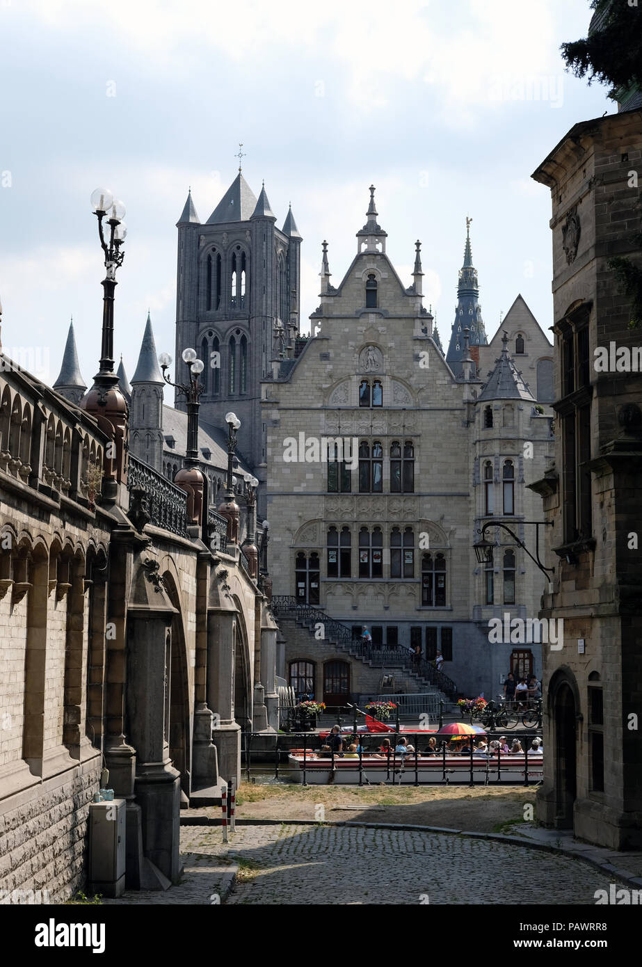 Una vista del centro storico di Gand, Belgio Foto Stock