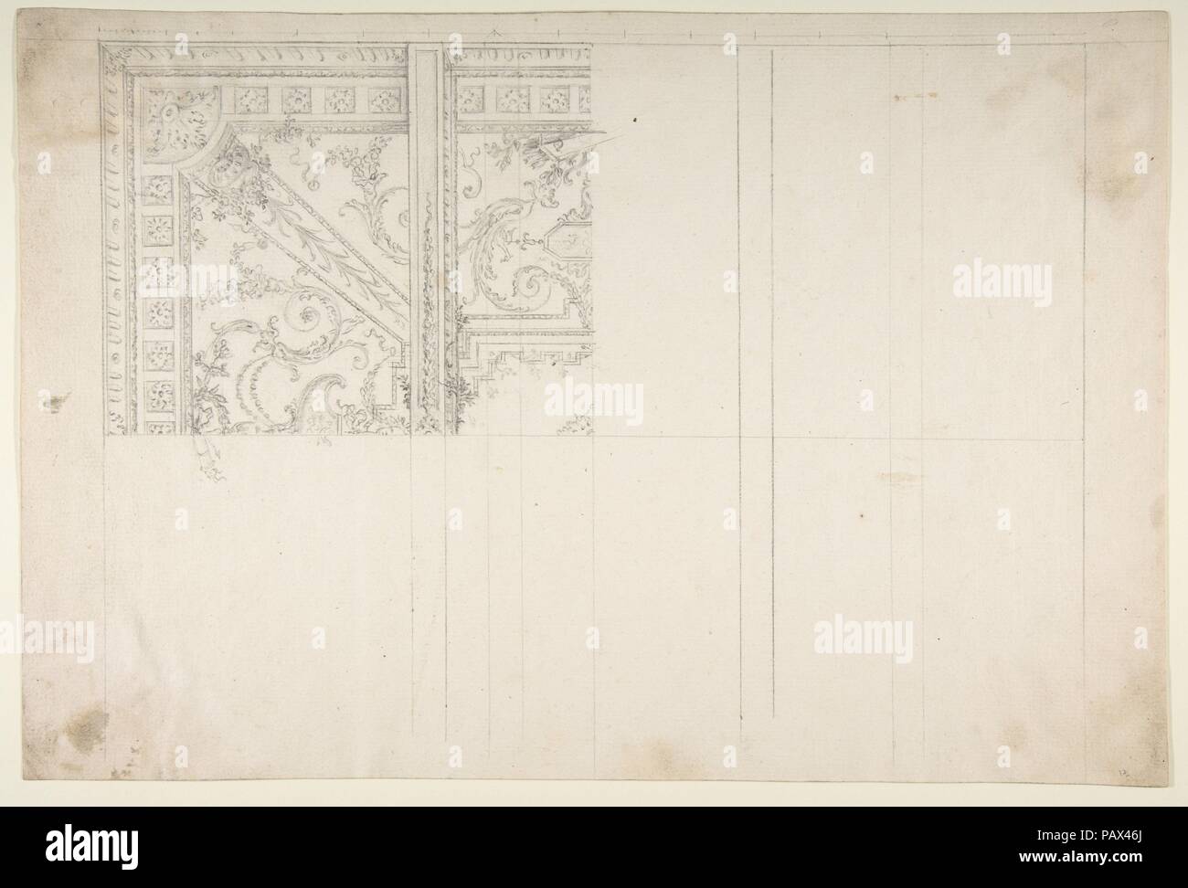Design per soffitto. Artista: Workshop di Leonardo Marini (italiano, piemontese documentato ca. 1730-dopo il 1797). Dimensioni: 11 1/16 x 16 7/16 in. (28,1 x 41,8 cm). Data: XVIII secolo. Museo: Metropolitan Museum of Art di New York, Stati Uniti d'America. Foto Stock