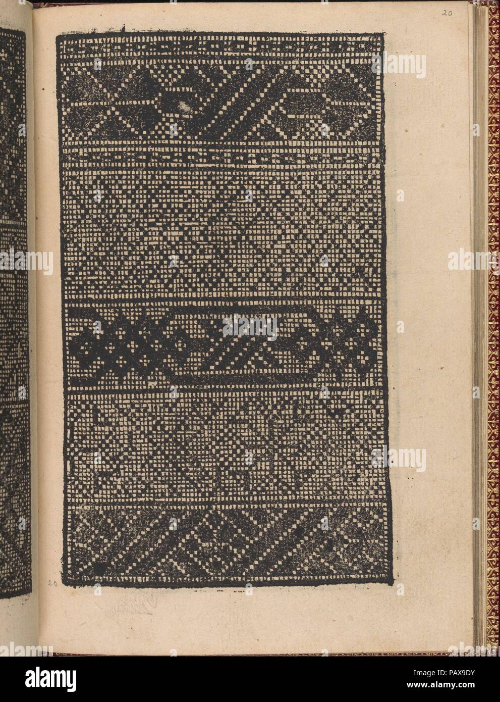 Nuovo Modelbuch, aller Art, Nehens und Stickens (pagina 19r). Raccoglitore: Riviere & Son(s) (Londra). Dimensioni: complessivo: 6 7/8 x 4 15/16 in. (17,5 x 12,5 cm). Editore: Hermann Gülfferich (1542-1554) , Frankfurt am Main. Data: 1553. Pubblicato da Hermann Gülfferich, 1542-1554, Frankfurt am Main, vincolati da Riviere & Son(s), Londra. Illustrati nella pagina del titolo (copia di Beham-Pauli 1222), 76 pagine di disegni e una stampante e il marchio sull'ultima pagina. Museo: Metropolitan Museum of Art di New York, Stati Uniti d'America. Foto Stock