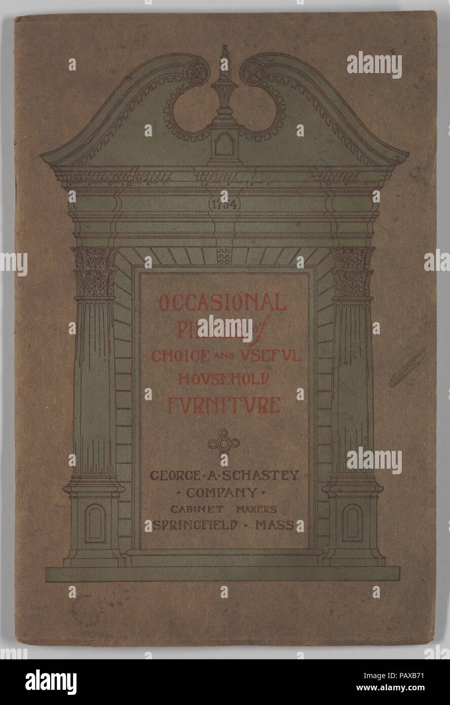 Pezzi occasionali di scelta e di utile mobili per la casa, catalogo commerciale (Springfield, MA: George A. Schastey Company). Cultura: American. Dimensioni: 9 × 6 a. (22,9 × 15,2 cm). Editore: George A. Schastey Company (Springfield, Massachusetts, 1890-1903). Data: ca. 1890. Sebbene afflitto da lotte finanziario comune in questo periodo tra le aziende che hanno lavorato sulla base di commissioni, Schastey ha continuato a far crescere la sua azienda. Egli ha aperto una filiale a Springfield, Massachusetts, in aprile 1890 e utilizzato questo strumento per creare una linea di mobili in stock, in gran parte in stile coloniale in stile Revival. W Foto Stock