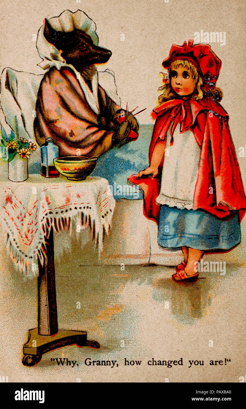 Il motivo per cui, la nonna, come cambiato si sono - Scena da Little Red Riding Hood Foto Stock