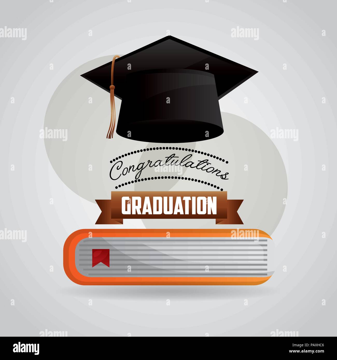Congratulazioni graduazione hat e prenota scuola illustrazione vettoriale Illustrazione Vettoriale