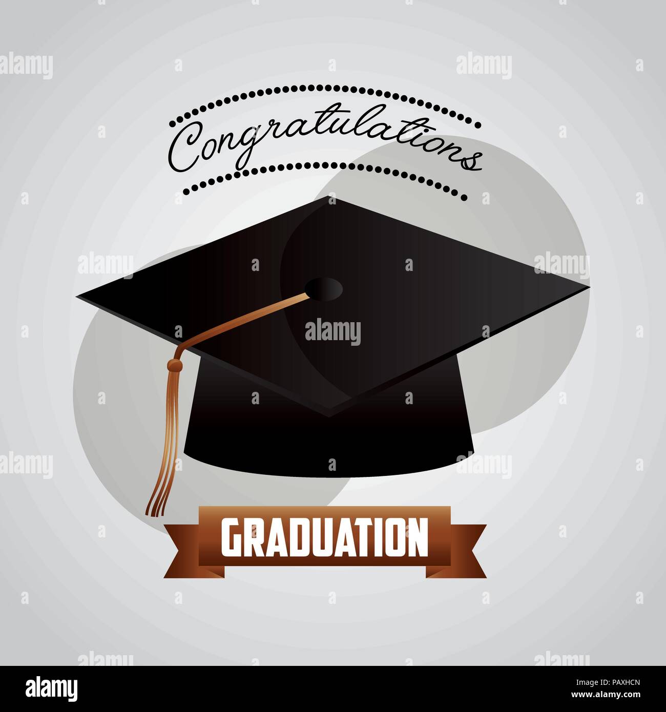 Congratulazioni graduazione hat scheda ribbon illustrazione vettoriale Illustrazione Vettoriale