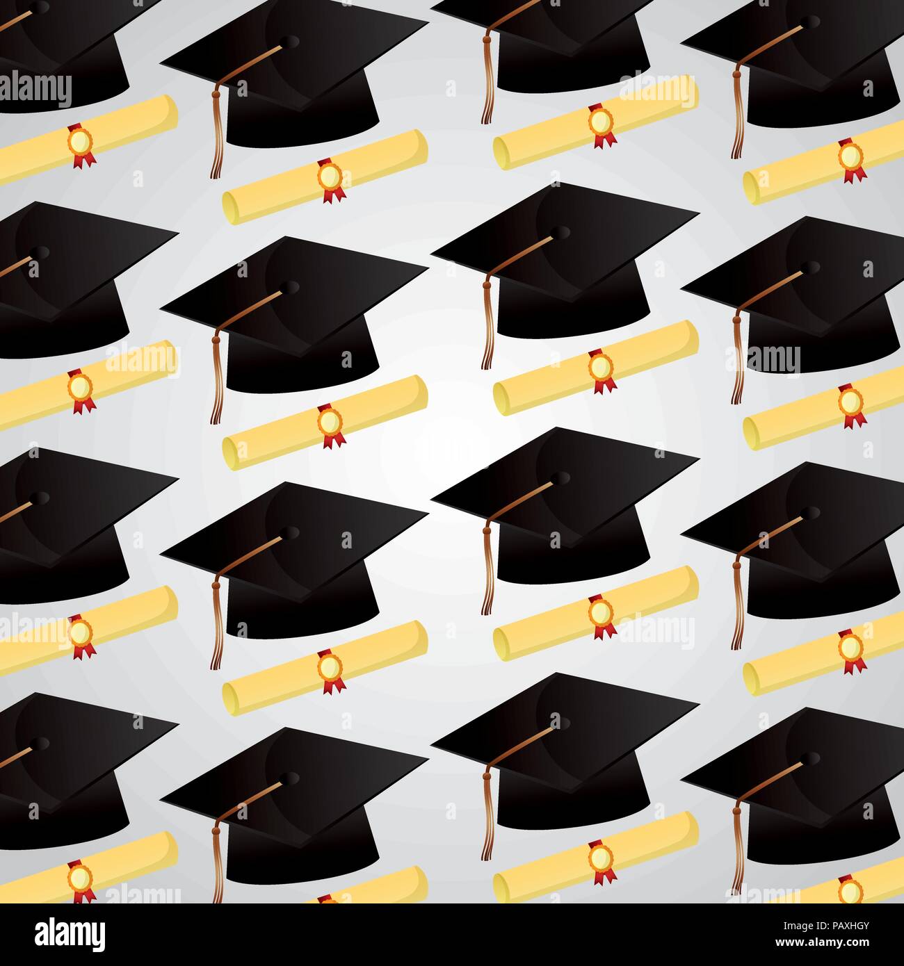 Congratulazioni cappello di laurea e dei diplomi di sfondo illustrazione vettoriale Illustrazione Vettoriale