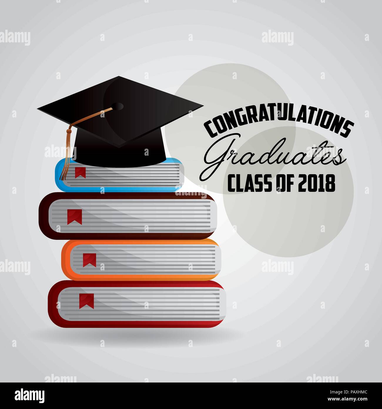 Congratulazioni graduazione hat istruzione libri di studio illustrazione vettoriale Illustrazione Vettoriale