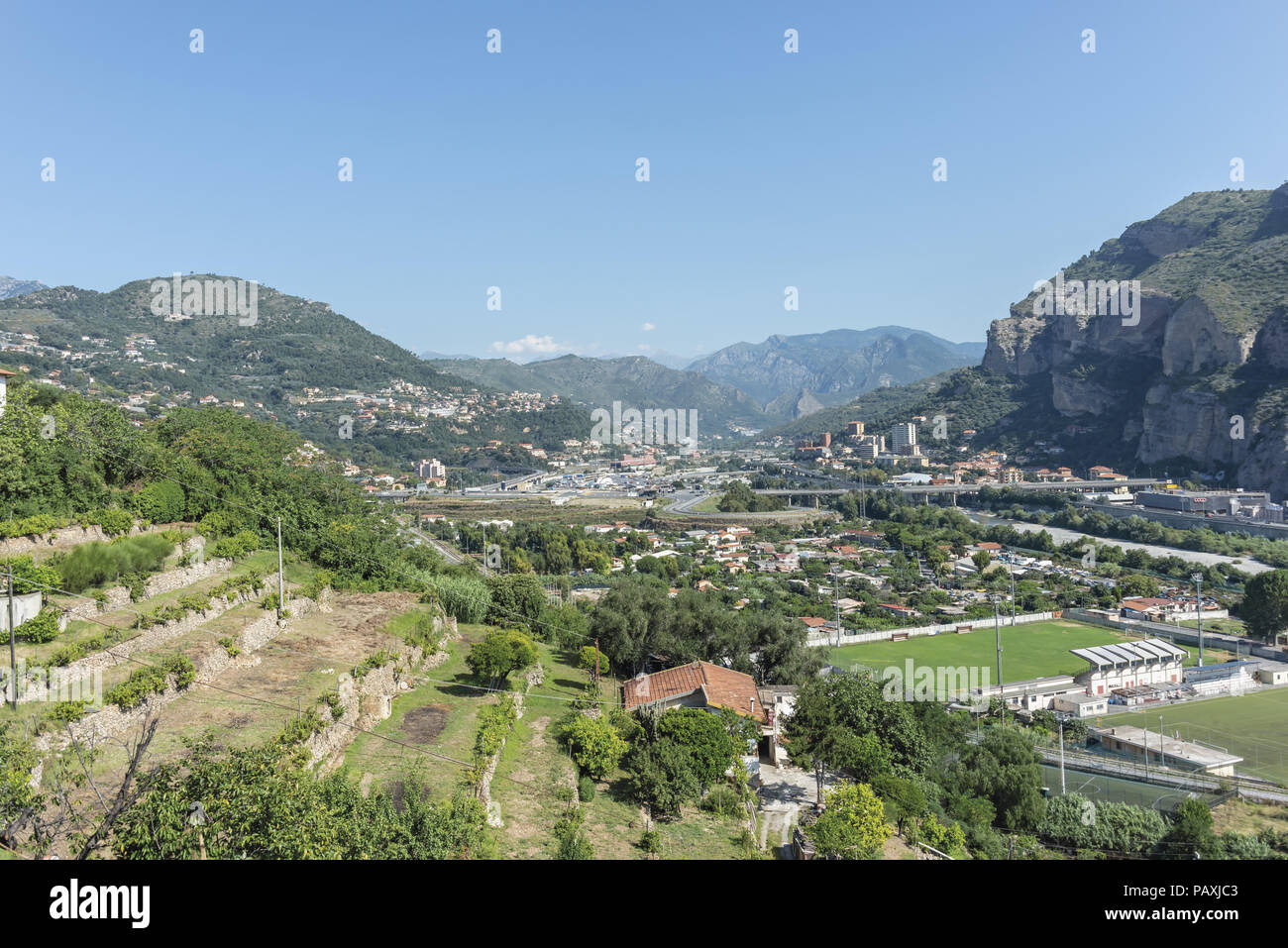 Italia Liguria Ventimiglia valle del fiume Roia Foto Stock