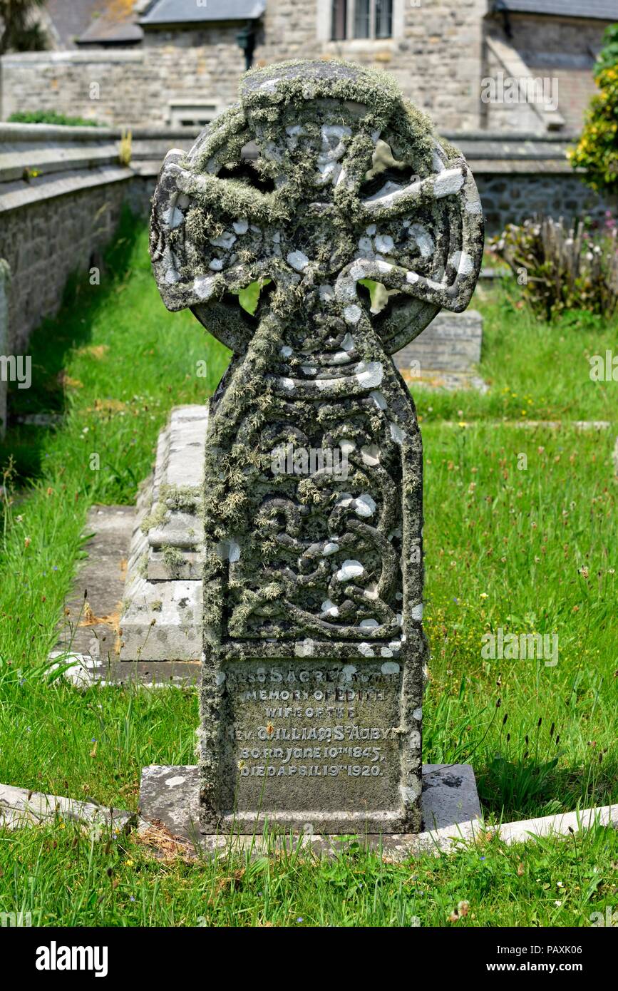 Xviii secolo Lastra tombale presso il St Michael's Mount,Karrek Loos yn Koos,Marazion,Cornwall,l'Inghilterra,uk Foto Stock