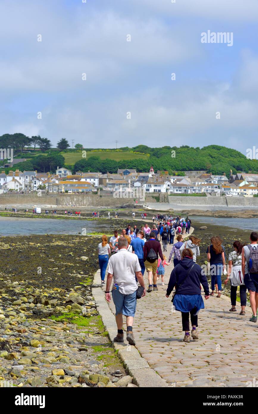 St Michael's Mount Causeway,St Michael's Mount,Karrek Loos yn Koos,Marazion,Cornwall,l'Inghilterra,uk Foto Stock