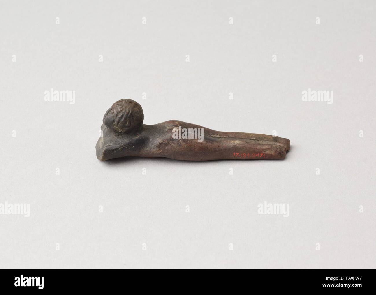 Maniglia da un cucchiaio di cosmetici. Dimensioni: L. 6.4 cm. Dynasty: Dynasty 21-25. Data: ca. 1070-664 A.C.. Museo: Metropolitan Museum of Art di New York, Stati Uniti d'America. Foto Stock