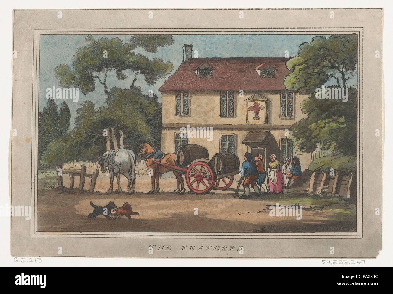 Le piume. Artista: Thomas Rowlandson (British, Londra Londra 1757-1827). Dimensioni: foglio: 6 1/8 x 9 1/8 in. (15,6 × 23,2 cm). Data: 1787. Museo: Metropolitan Museum of Art di New York, Stati Uniti d'America. Foto Stock