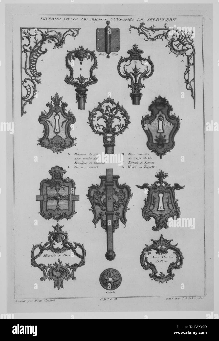 Morceaux de Caprice (1er - 20ième Livre) (Sammelwerk, 2. Reihe). Artista: François de Cuvilliés il Giovane (Tedesco, 1731-1777). Dimensioni: 17 1/2 x 11 13/16 x 1 9/16 in. (44,5 x 30 x 4 cm). Incisore: Johann Gottfried Haid (tedesco, Augsburg 1714-1776 Vienna); Georg Sigmund Roesch (tedesco, morto 1766); Carl Albert von Lespilliez (Tedesco, 1723-1796 Nymphenburg Monaco di Baviera). Pubblicato in: Monaco di Baviera. Data: 1745-56. Museo: Metropolitan Museum of Art di New York, Stati Uniti d'America. Foto Stock