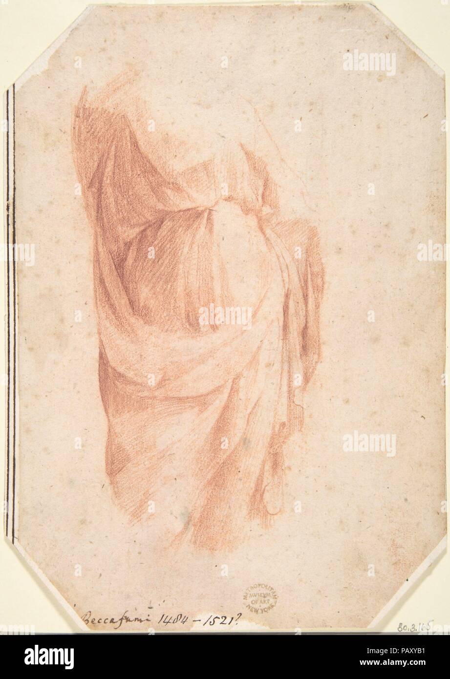 Studio di drappeggio (probabilmente dopo le antiche ). Artista: Cerchio di Domenico Beccafumi (italiano, Cortine in Valdibiana Montaperti 1484-1551 Siena). Dimensioni: 8 3/16 x 5 5/8 in. (20,8 x 14,3 cm); massima (tutti e quattro gli angoli sono state tagliate). Data: 1520-40. Museo: Metropolitan Museum of Art di New York, Stati Uniti d'America. Foto Stock