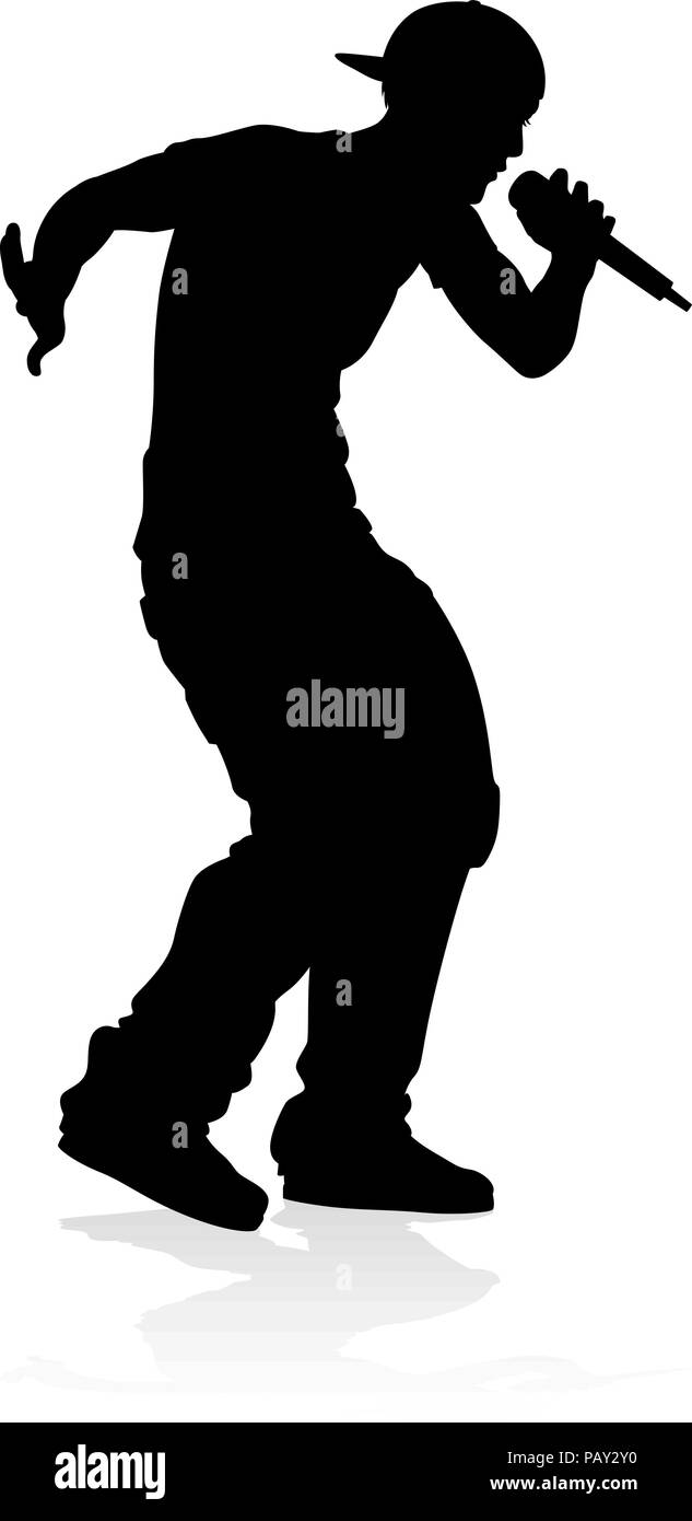 Cantante pop Country o Rock Star Silhouette Illustrazione Vettoriale