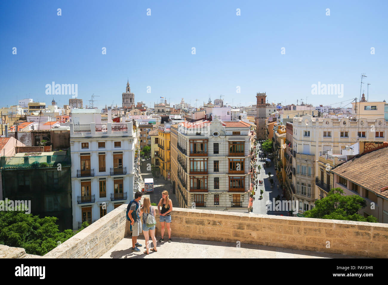 Vista da Serrano gate o gate Serrans sul centro di Valencia, Spagna Foto Stock