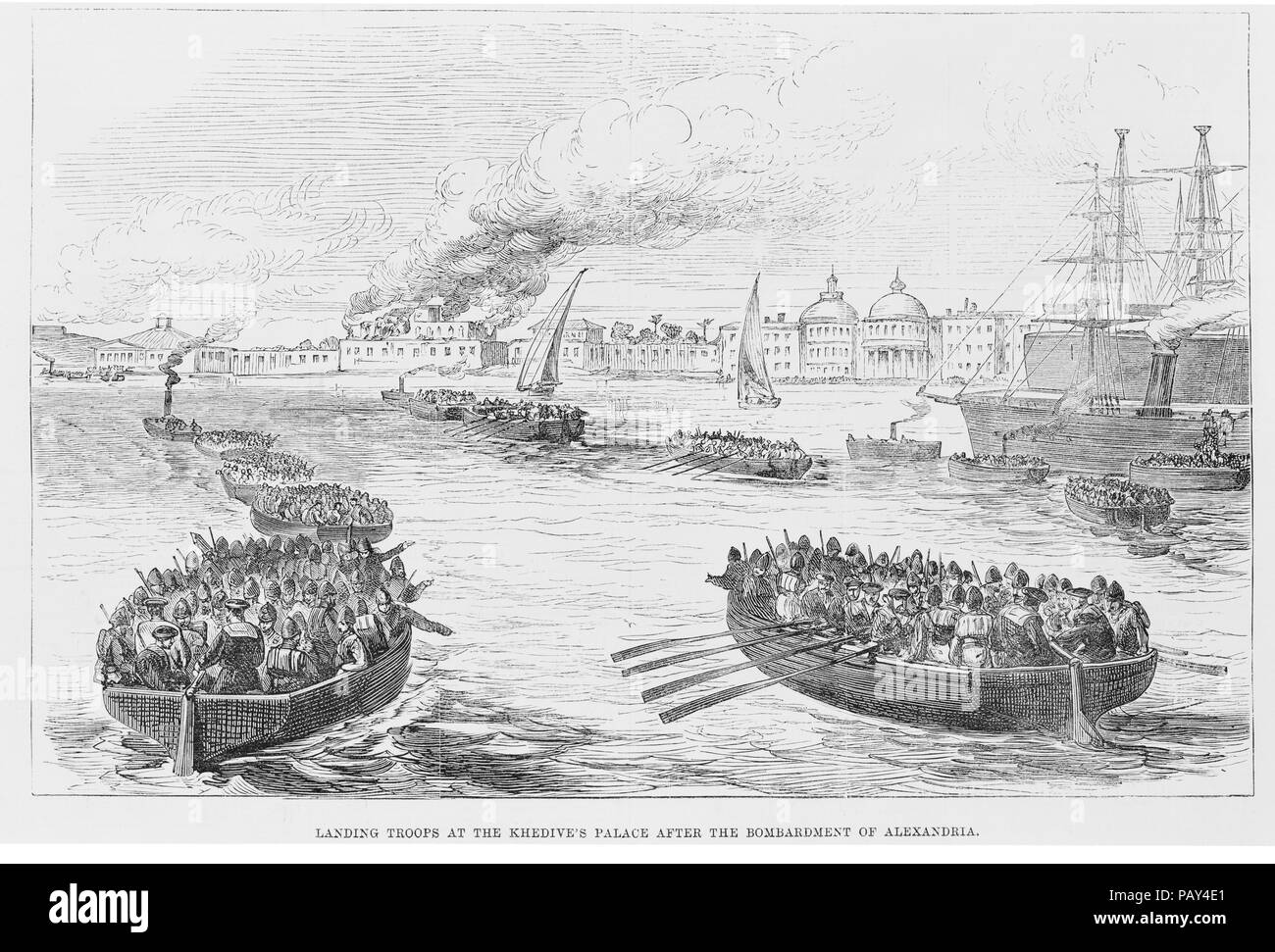 Incisione intitolata La guerra in Egitto. HMS Condor, comandati da Lord Charles Beresford. Dal Illustrated London News (1882) Foto Stock