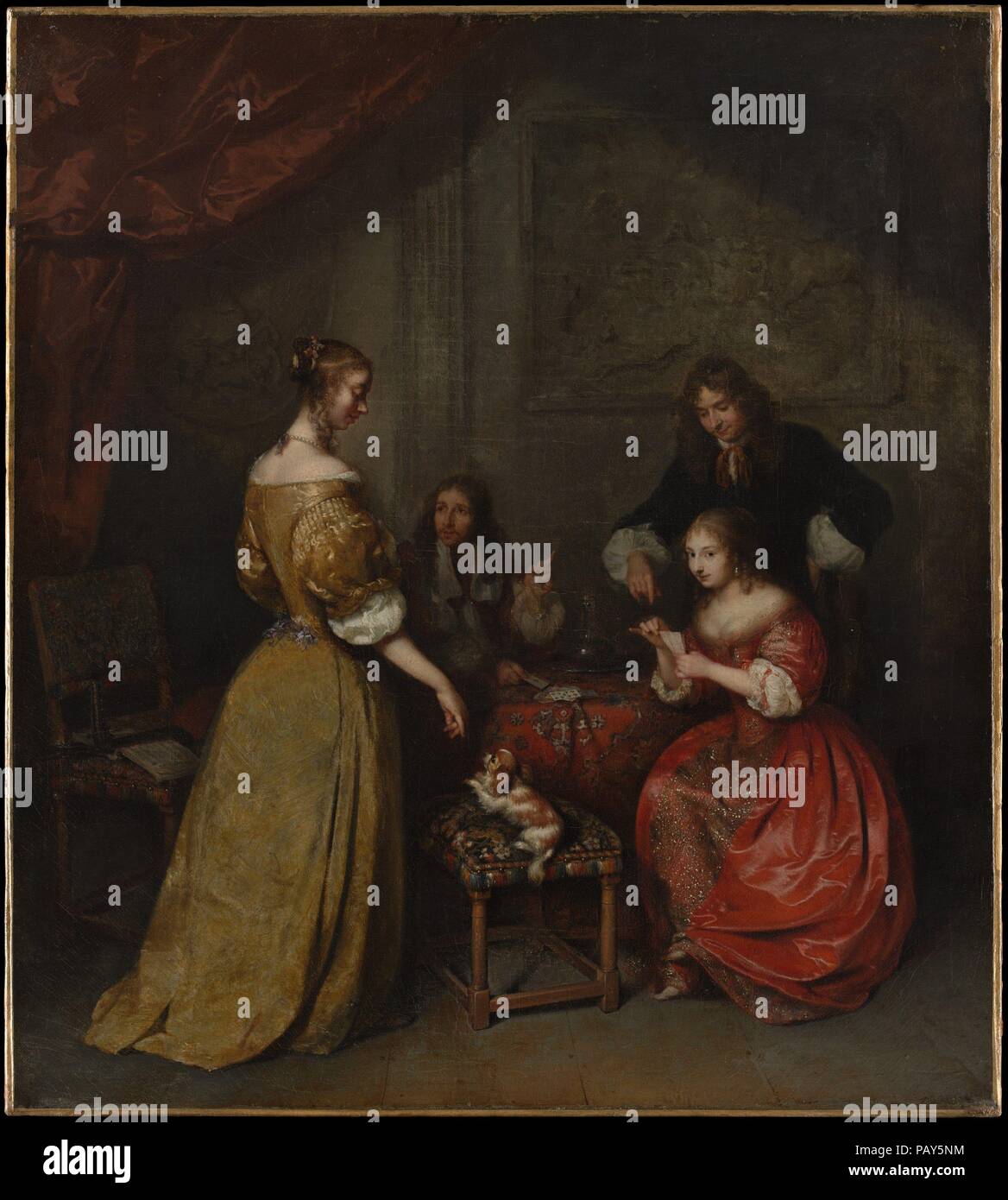 La scheda delle parti. Artista: Caspar Netscher (Olandese, Heidelberg 1639?-1684 L'Aia). Dimensioni: 19 3/4 x 17 3/4 in. (50,2 x 45,1 cm). Data: ca. 1665. Museo: Metropolitan Museum of Art di New York, Stati Uniti d'America. Foto Stock