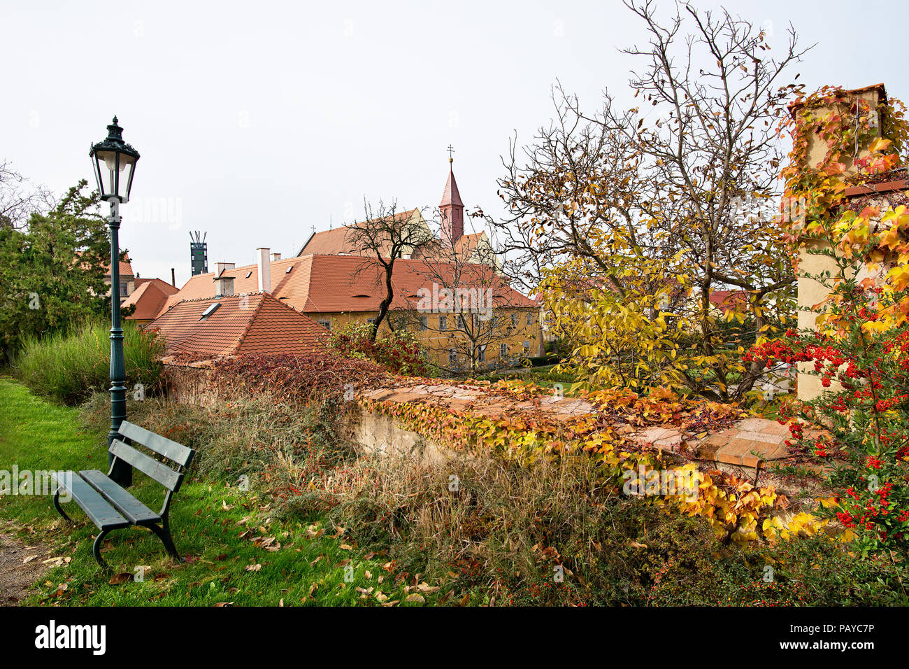 Giardino pubblico nella città di Zatec. Repubblica ceca. Foto Stock