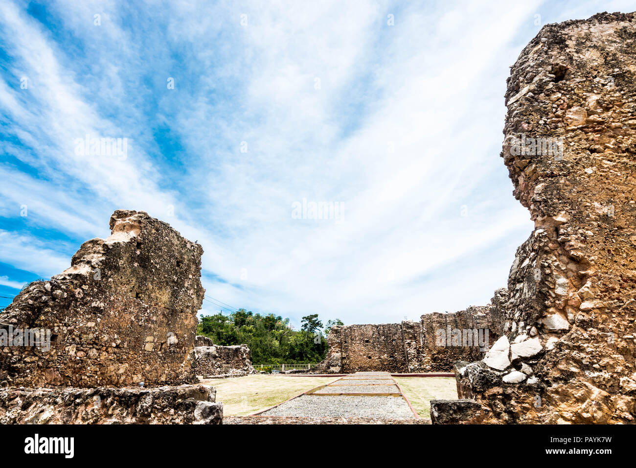 Le rovine di un antico eremo di Isabela, Puerto Rico. Foto Stock