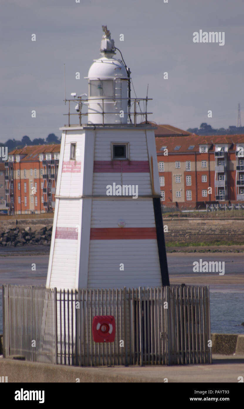 Il Molo pilota faro Hartlepool operazioni automatiche di fine campo Foto Stock