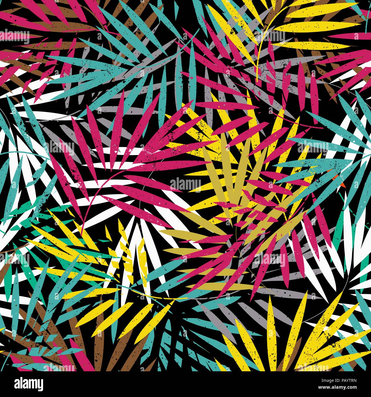 Alla moda di seamless pattern esotici withcolorful foglie di palmo. Illustrazione Vettoriale, sullo sfondo della giungla Illustrazione Vettoriale