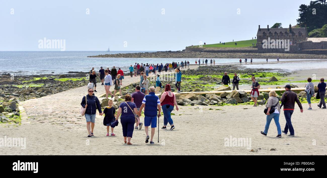 St Michael's Mount Causeway,St Michael's Mount,Karrek Loos yn Koos,Marazion,Cornwall,l'Inghilterra,uk Foto Stock