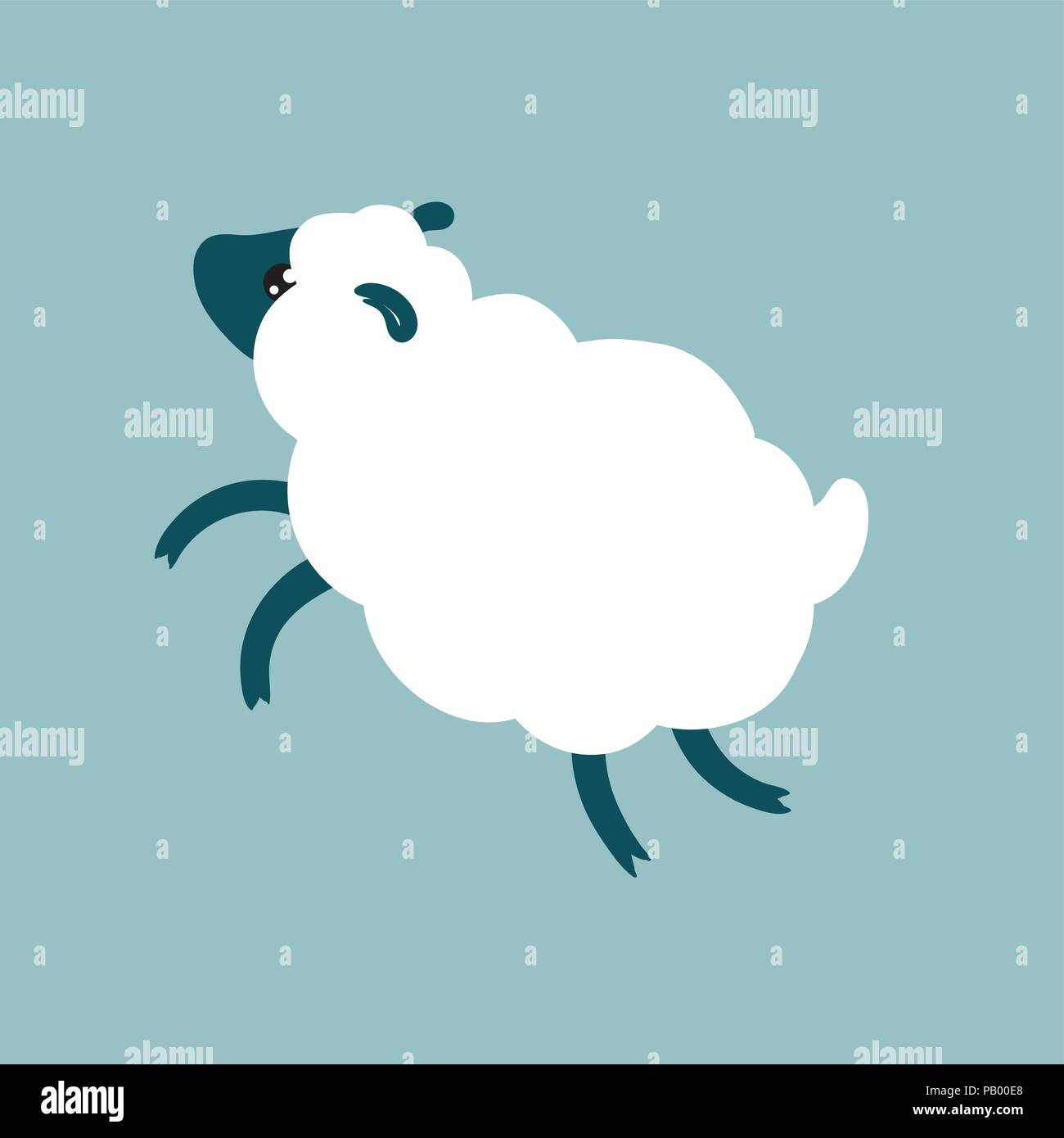 Pecore in Cartoon carino in stile appartamento jumping baby animale come agnello illustrazione vettoriale Illustrazione Vettoriale