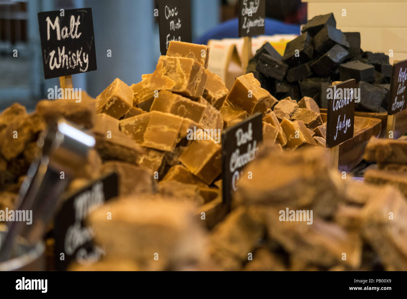 Fudge varietà in vendita in London Borough Market, REGNO UNITO Foto Stock