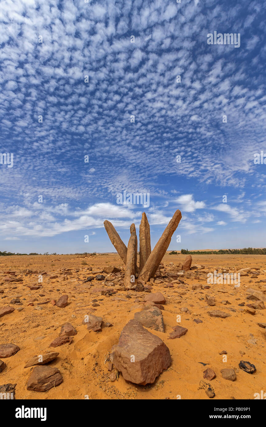 Formazione di roccia nel deserto, Arabia Saudita Foto Stock