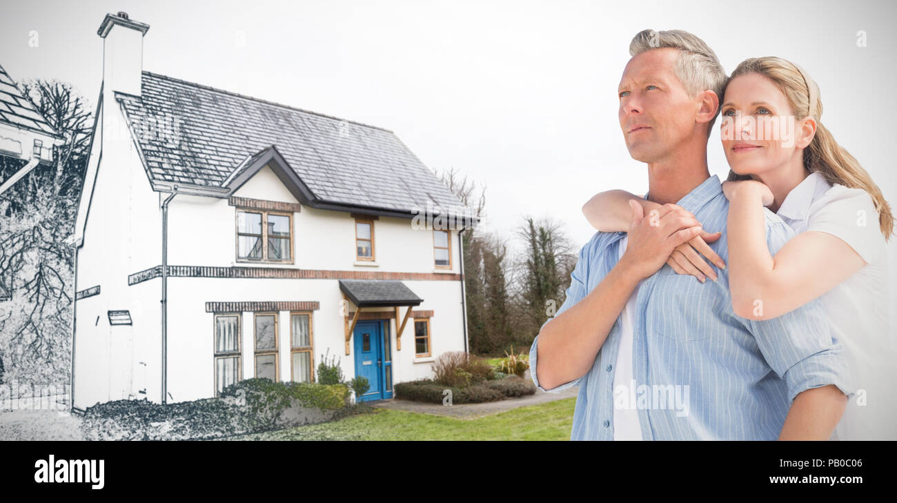 Immagine composita della coppia matura abbracciando Foto Stock