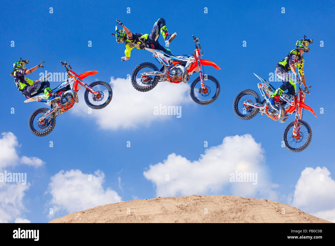 Freestyle Motocross sequenza. Foto Stock