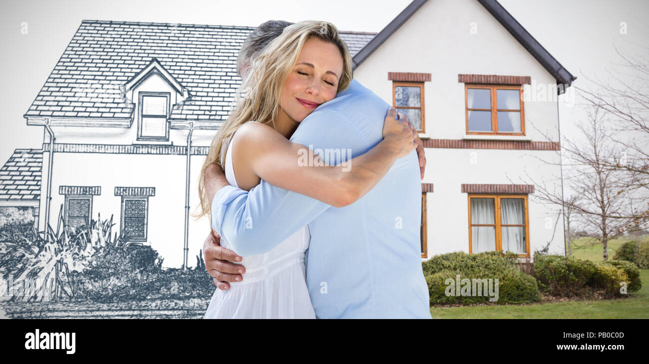 Immagine composita della coppia matura abbracciando Foto Stock