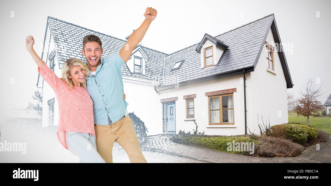 Immagine composita della coppia attraente sorridente e rasserenanti Foto Stock