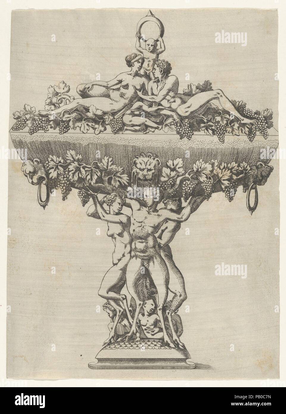 Vaso. Artista: Dopo Antonio Fantuzzi (italiano, attivo in Francia, 1537-45). Dimensioni: Foglio (rifilati): 10 1/4 × 7 9/16 in. (26 × 19,2 cm). Data: 1540-45. Museo: Metropolitan Museum of Art di New York, Stati Uniti d'America. Foto Stock